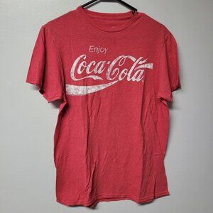 Coca Cola Tee ShirtRed Faded Mens‎ Medium Enjoy Logo Pop Soda Halloween Costume